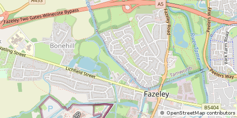 Map of Tamworth, Staffordshire