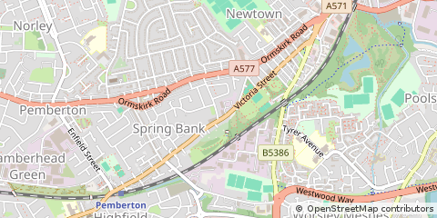 Map of Wigan, Lancashire