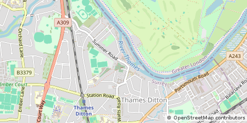Map of Thames Ditton, Surrey