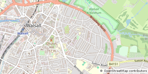 Map of Walsall, West Midlands