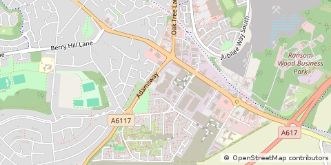 Map of Mansfield, Nottinghamshire