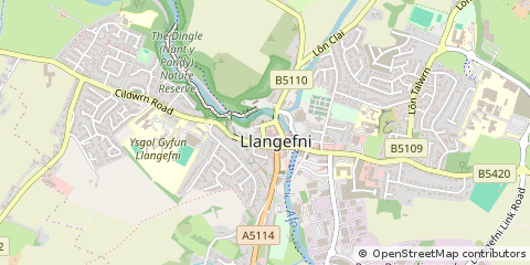 Map of Llangefni, Anglesey