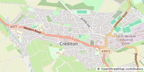 Map of Crediton, Devon