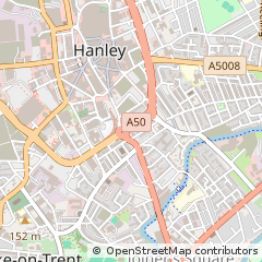 Map of Hanley, Staffordshire