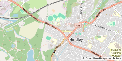 Map of Wigan, Lancashire