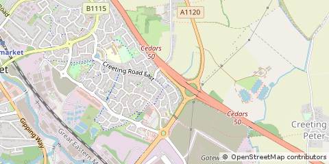 Map of Stowmarket, Suffolk
