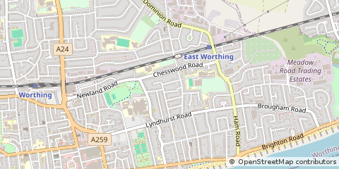 Map of Worthing, West Sussex