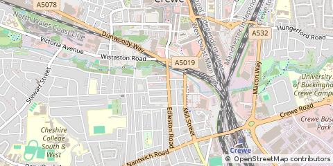 Map of Crewe, Cheshire