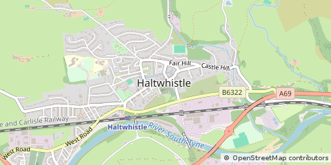 Map of Haltwhistle, Northumberland