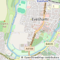 Map of Evesham, Worcestershire