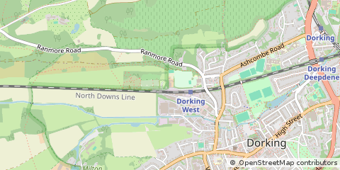 Map of Dorking, Surrey