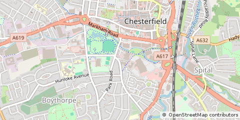 Map of Chesterfield, Derbyshire