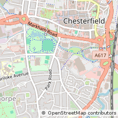 Map of Chesterfield, Derbyshire