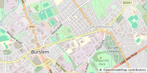 Map of Burslem, Stoke-on-Trent, Staffordshire