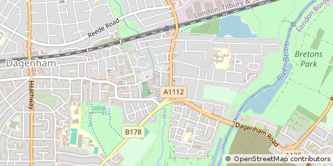 Map of Dagenham, Essex