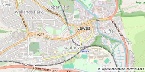 Map of Lewes, East Sussex
