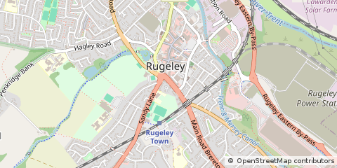 Map of Rugeley, Staffordshire