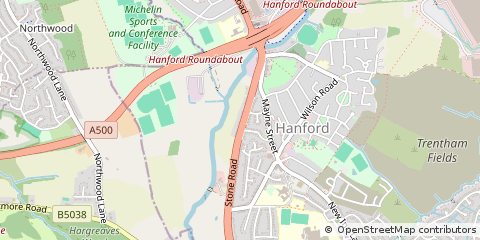 Map of Hanford, Stoke on Trent