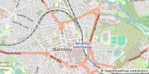 Map of Barnsley, South Yorkshire.
