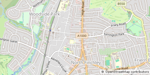 Map of North Finchley, London