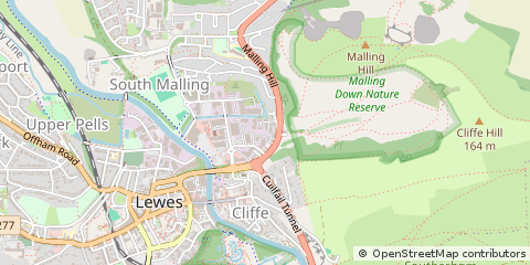 Map of Lewes, East Sussex