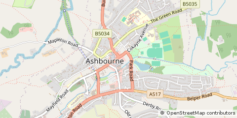 Map of Ashbourne, Derbyshire
