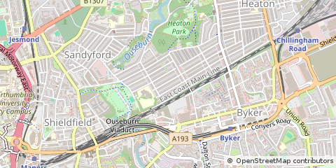 Map of Newcastle Upon Tyne, Tyne And Wear