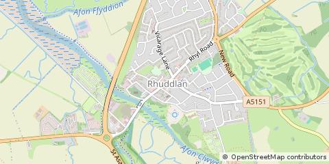 Map of Rhyl, Denbighshire