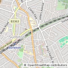 Map of Surbiton, Surrey