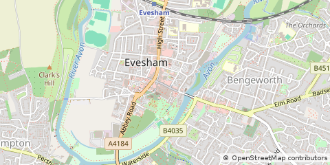 Map of Evesham, Worcestershire
