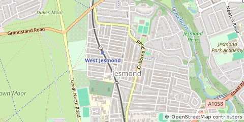 Map of Jesmond, Tyne & Wear