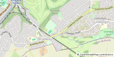Map of Sheffield, Yorkshire