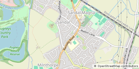 Map of Wakefield, West Yorkshire