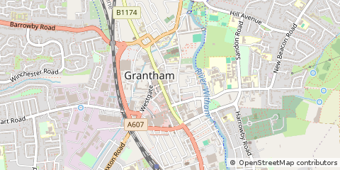 Map of Grantham, Lincolnshire