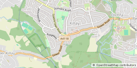 Map of Killay, Swansea, South Wales