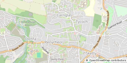 Map of Swansea, West Glamorgan