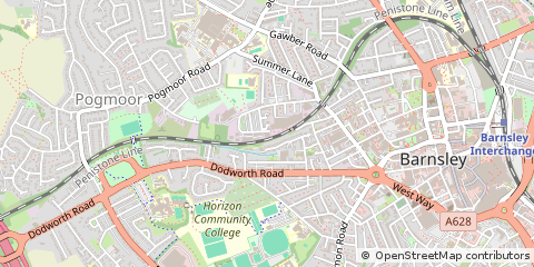 Map of Barnsley, South Yorkshire