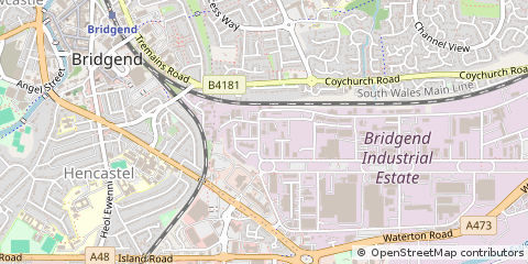 Map of Bridgend, MID Glamorgan