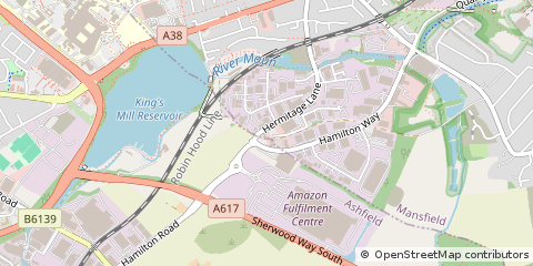 Map of Mansfield, Nottinghamshire