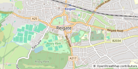 Map of Reigate, Surrey
