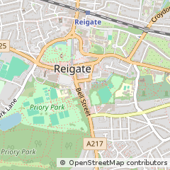 Map of Reigate, Surrey