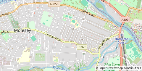 Map of East Molesey, Surrey