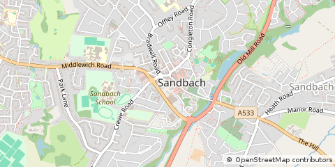 Map of Sandbach, Cheshire