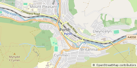 Map of Porth, Rhondda Cynon TAF
