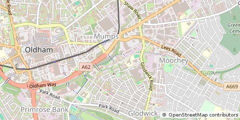 Map of Oldham, Lancashire