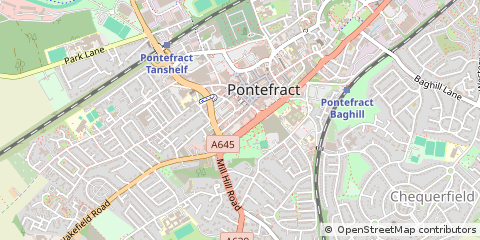 Map of Pontefract, West Yorkshire