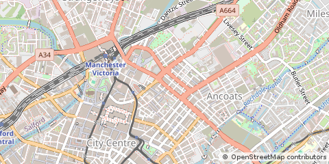 Map of Manchester, Lancashire