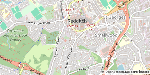 Map of Redditch, Worcestershire