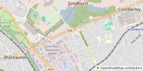 Map of Camberley, Surrey