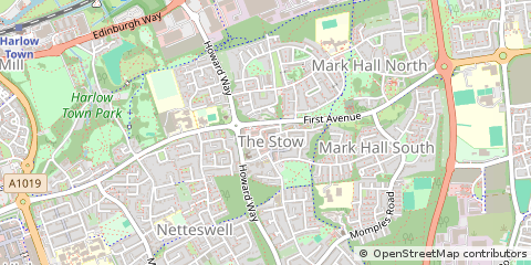 Map of Harlow, Essex